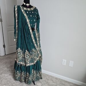 Elegant Green Embroidered Lehega/ Chaniya Choli
